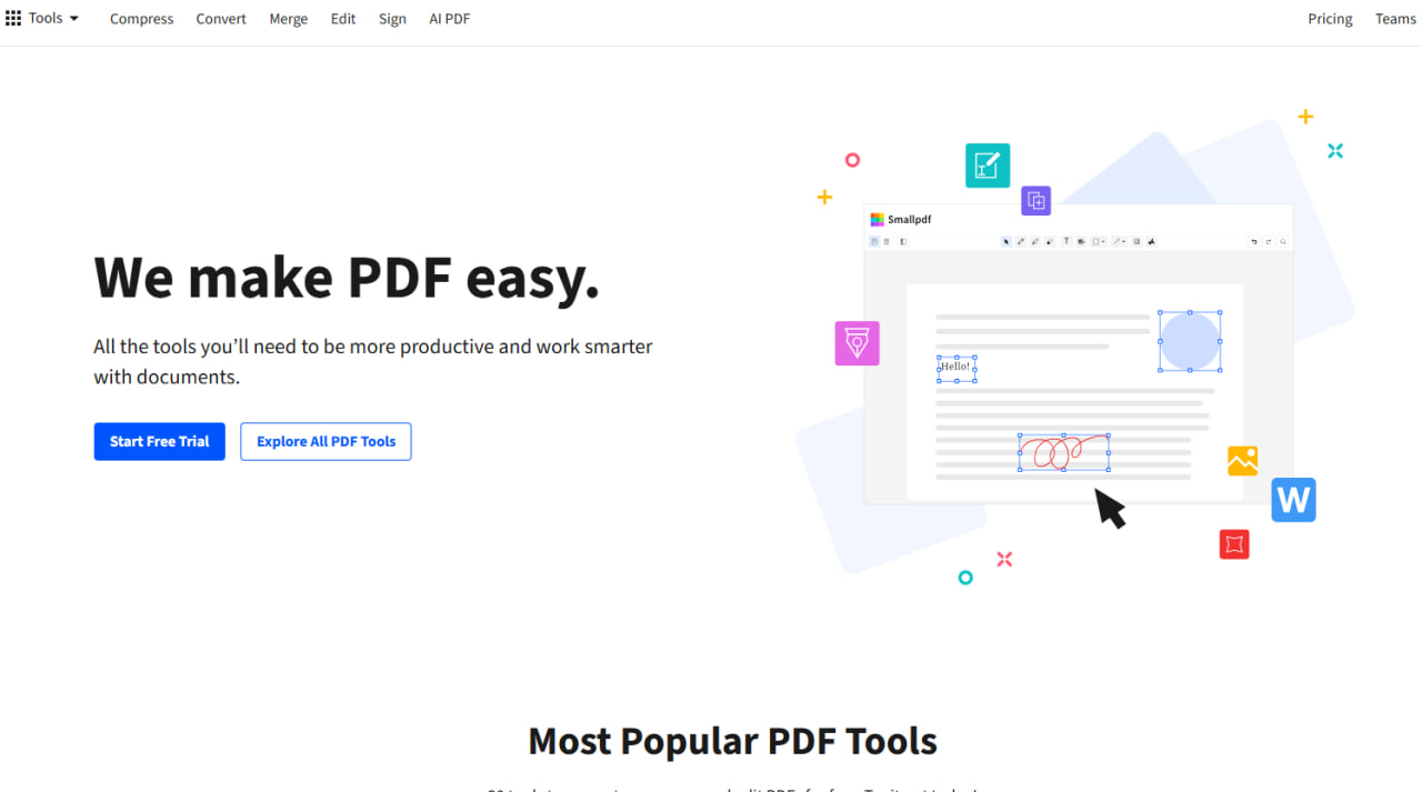 Smallpdf-一个专门用来处理 PDF 文件的在线工具网站