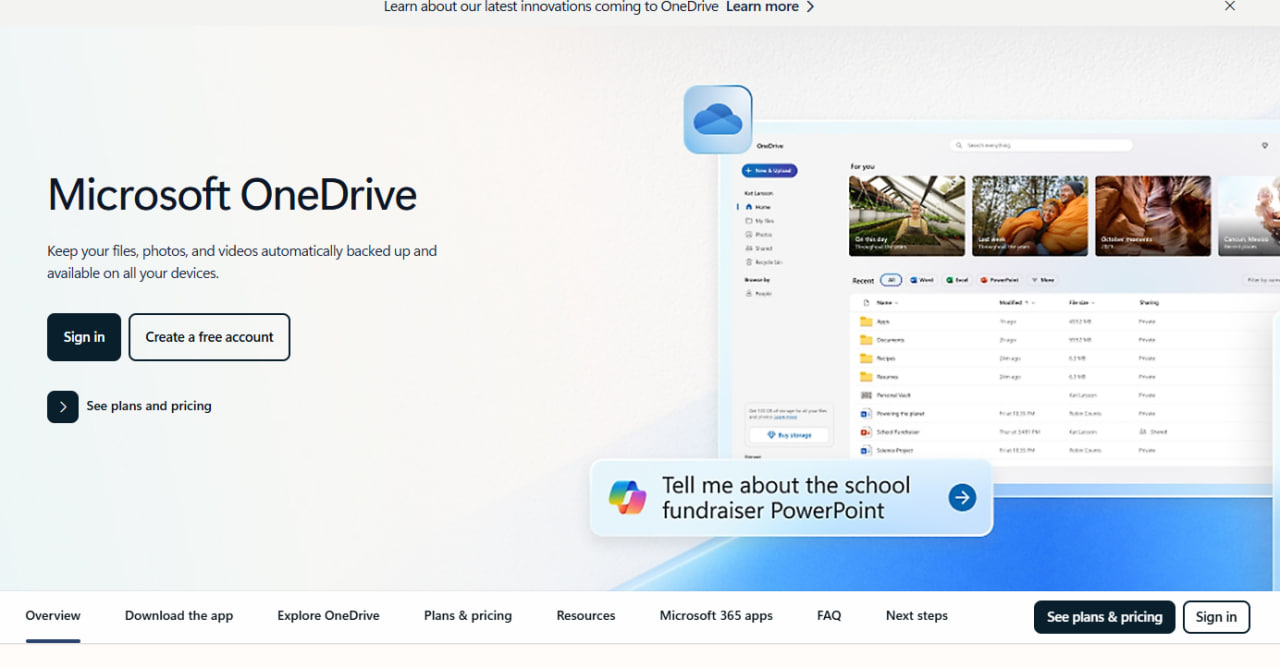 OneDrive-微软推出的 云存储服务，可以看作“微软版的网盘”